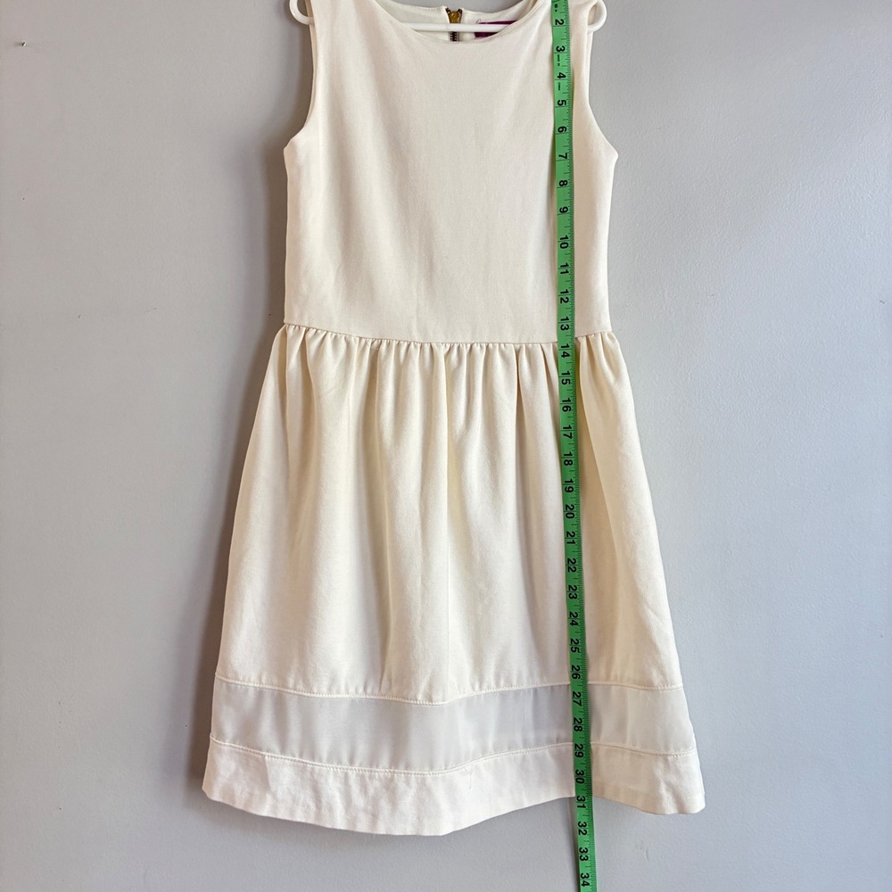 AQUA Sleeveless Fit Flare Dress Girls Large Cream Mesh Hem Party Zipper - Picture 7 of 8